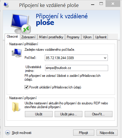 Připojení ke vzdálené ploše